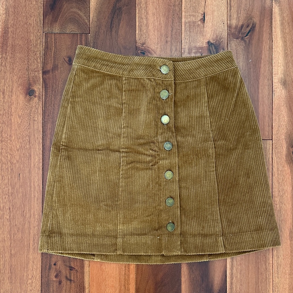 Corduroy Button-Front Skirt